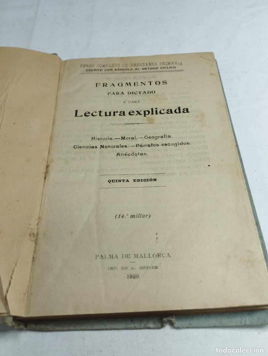 Libros antiguos: Fragmentos para dictado y para lectura explicada, 1920 - Foto 2