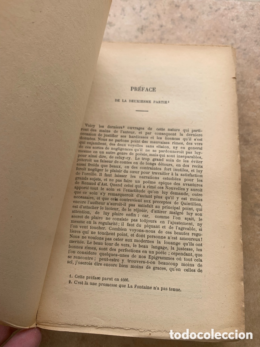 Libros antiguos: Libro en franc&eacute;s antiguo. Contes. La Fontaine. Par&iacute;s - Foto 2