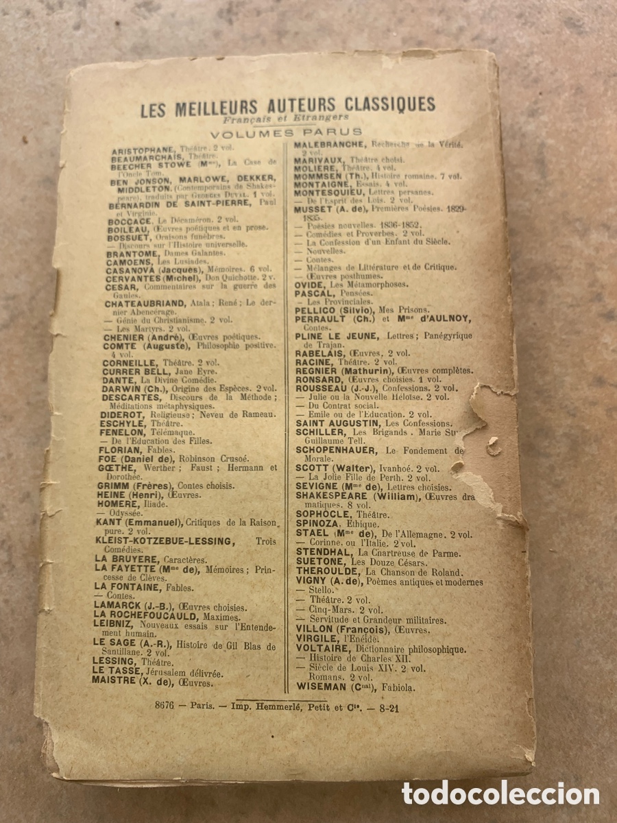 Libros antiguos: Libro en franc&eacute;s antiguo. Contes. La Fontaine. Par&iacute;s - Foto 3
