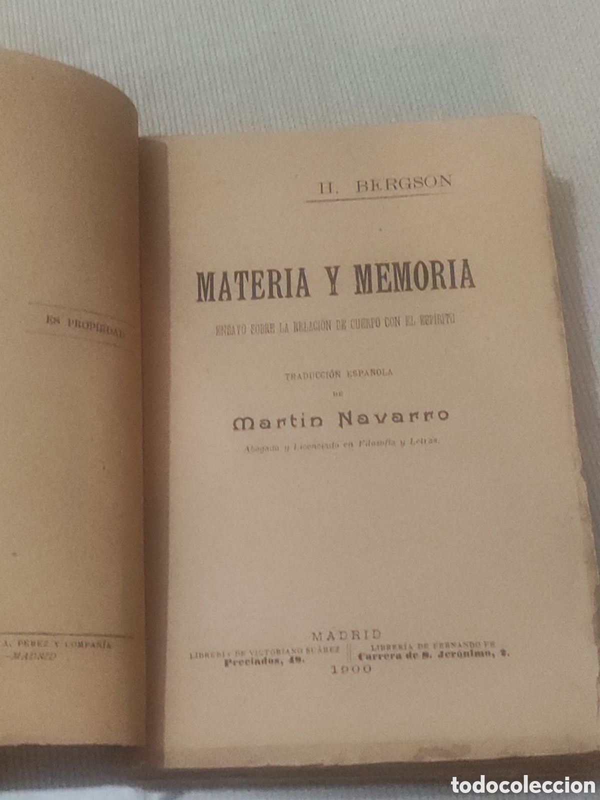 Libros antiguos: Materia y Memoria....... - Foto 2
