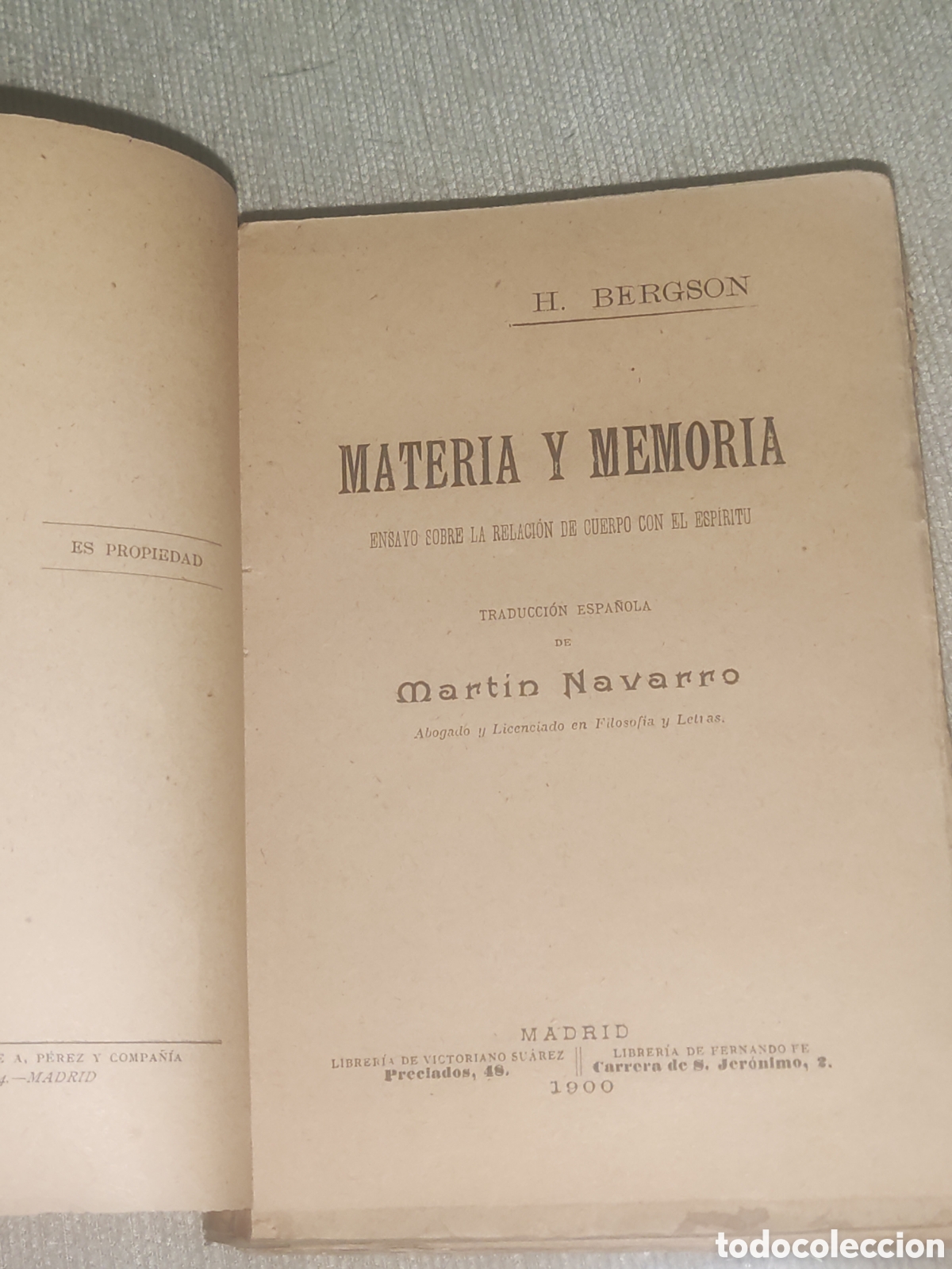 Libros antiguos: Materia y Memoria....... - Foto 3