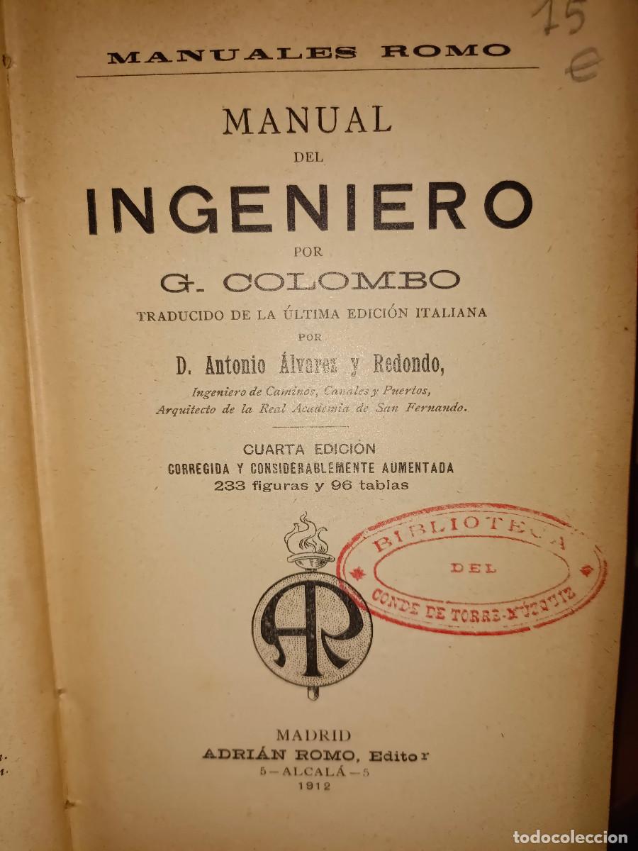 Libros antiguos: MANUAL DEL INGENIERO A&Ntilde;O 1912 - Foto 1
