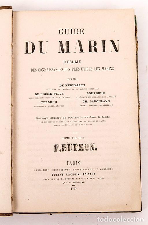 Libros antiguos: GUIDE DU MARIN - GUIA DEL MARINERO - 1863 - Foto 1