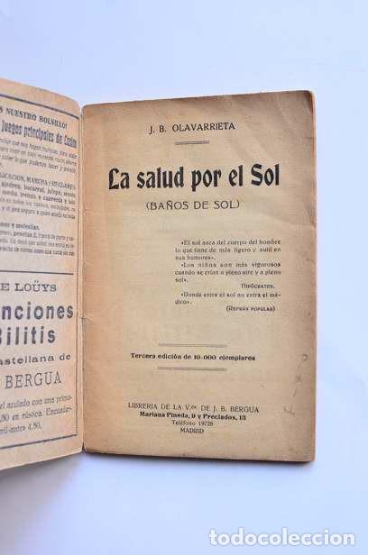 Libros antiguos: La salud por el sol. Ba&ntilde;os de sol - OLAVARRIETA, J. b. - Foto 2