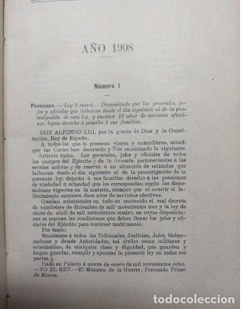 Libros antiguos: COLECCION LEGISLATIVA DEL EJERCITO 1908 - Foto 5