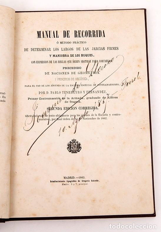 Libros antiguos: MANUAL DE RECORRIDA - BUQUES - 1863 - Foto 1