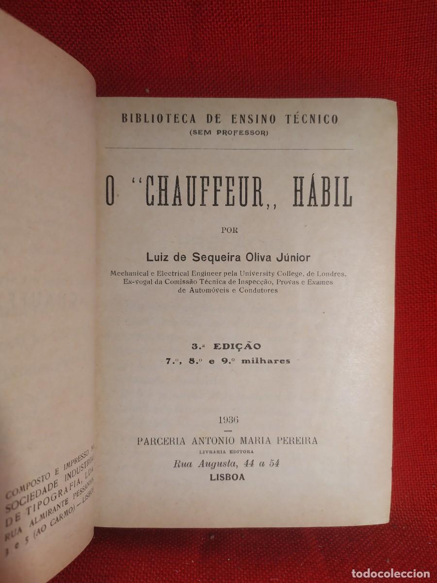 Libros antiguos: 1936. Chauffer habil. Luiz de Sequeira Oliva Junior. - Foto 2