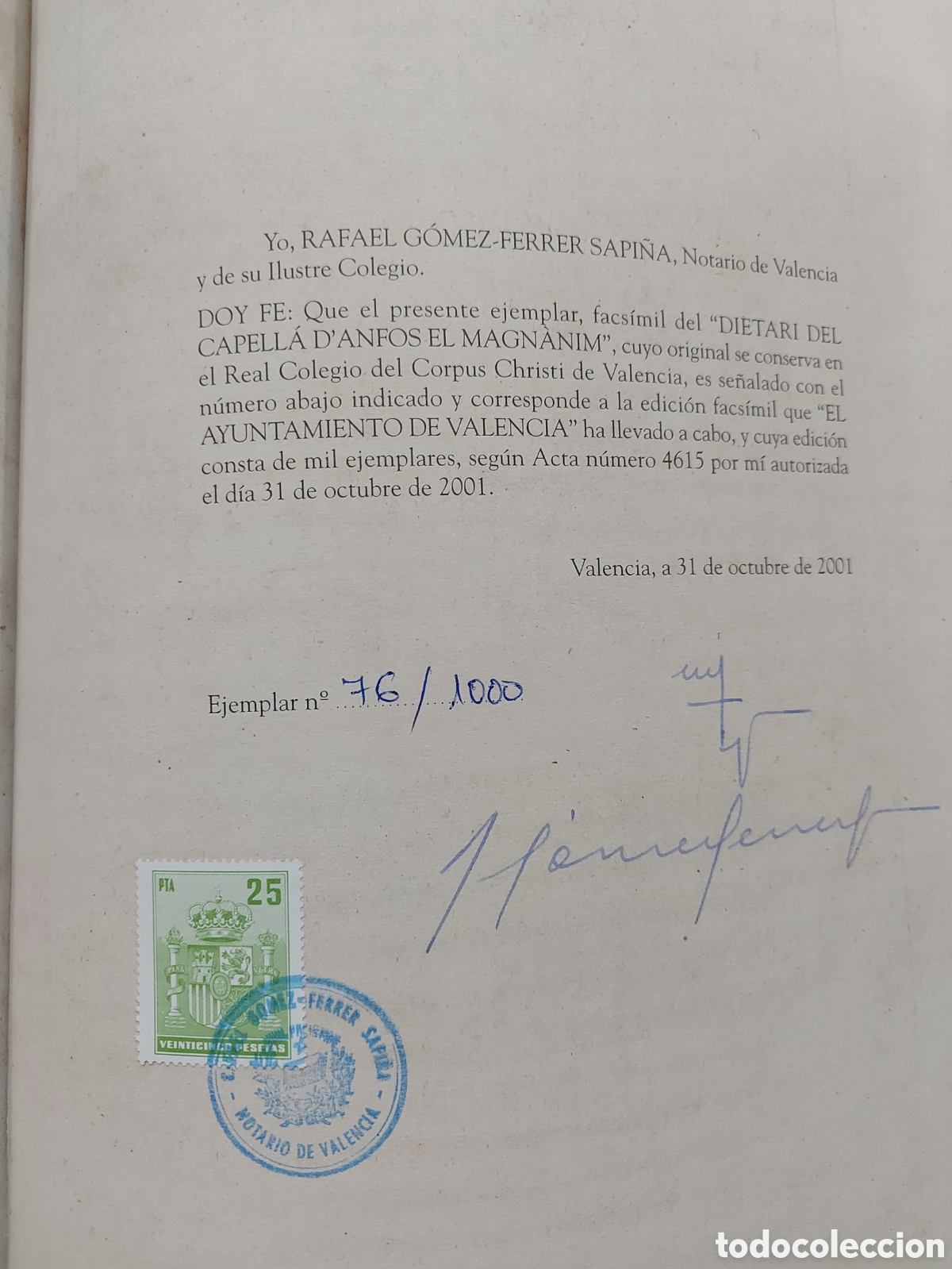 Libros antiguos: Dietari del capella,facsimil numerado. - Foto 6