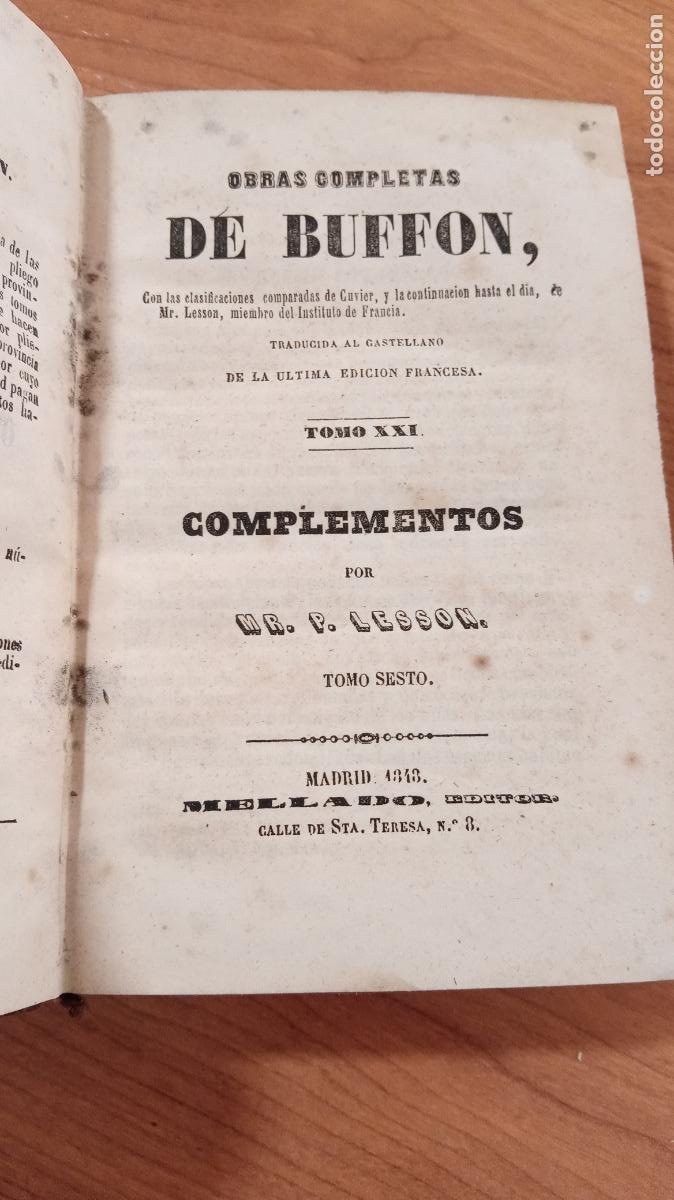 obras completas de buffon. edit mellado, 1848. - Compra venta en  todocoleccion