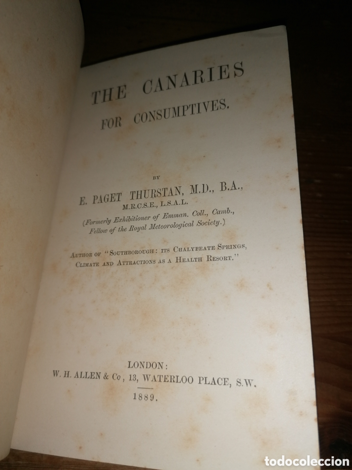 Libros antiguos: THE CANARIES FOR CONSUMPTIVES - E. Page Thurstan, M D - 1889 - Foto 2
