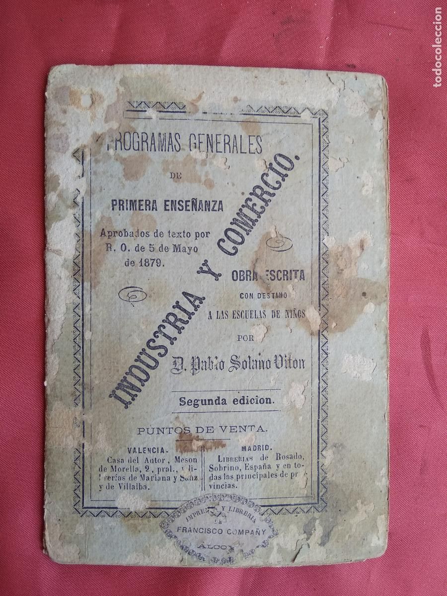 Libros antiguos: Programas generales de 1&ordf; ense&ntilde;anza. IIndustria y comercio. P.Solano. 1879. N.3455 - Foto 1
