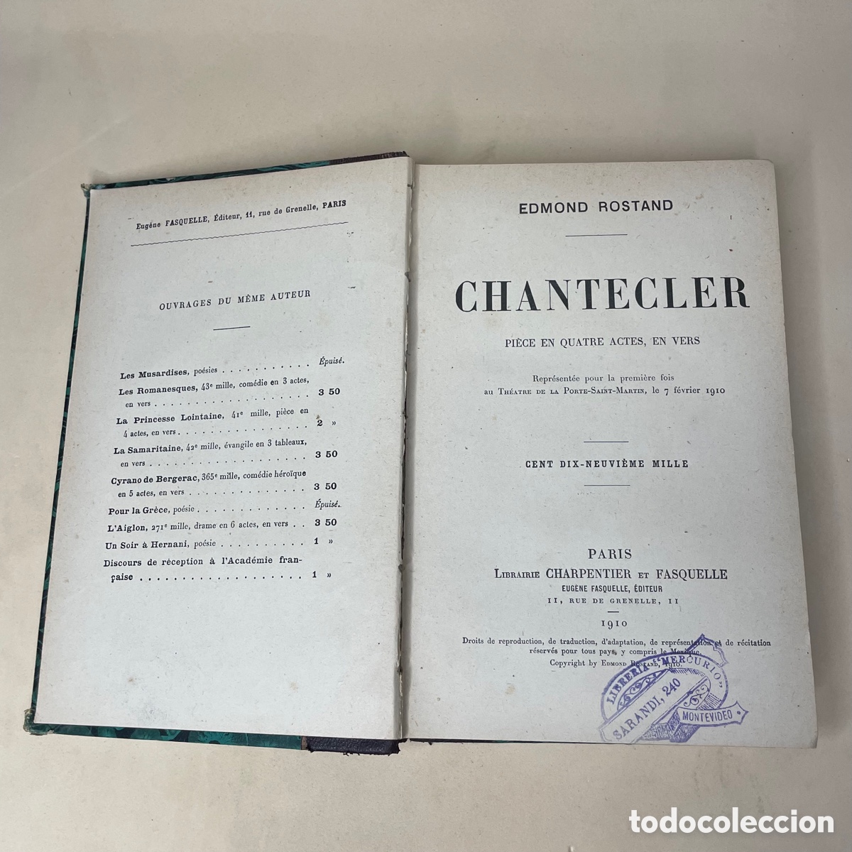 Libros antiguos: Chantecler - Edmond Rostand - 1910- con ex libris - Foto 2