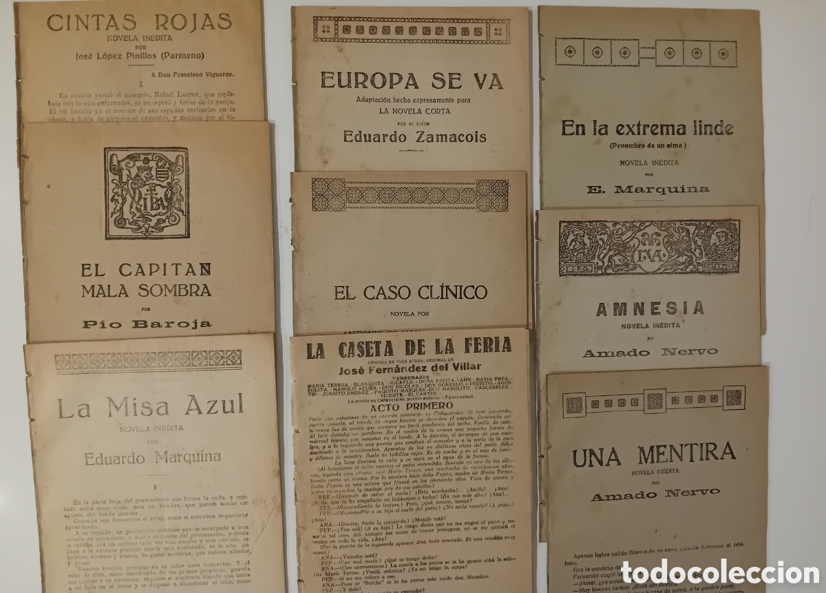 Old books: NUEVE NOVELAS DE LA COLECCI&Oacute;N LA NOVELA CORTA. SIN CUBIERTAS. VER T&Iacute;TULOS EN LAS FOTOS.