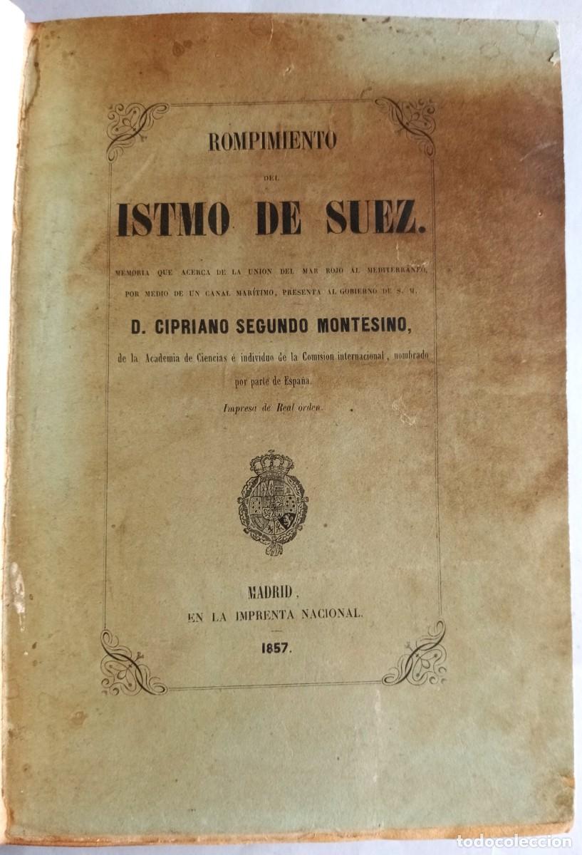 Libros antiguos: ROMPIMIENTO DEL ISTMO DE SUEZ - Foto 2