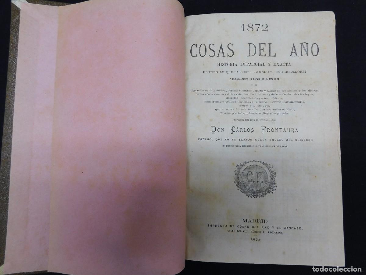 Libros antiguos: COSAS DEL A&Ntilde;O 1872 - CARLOS FRONTAURA - Foto 2