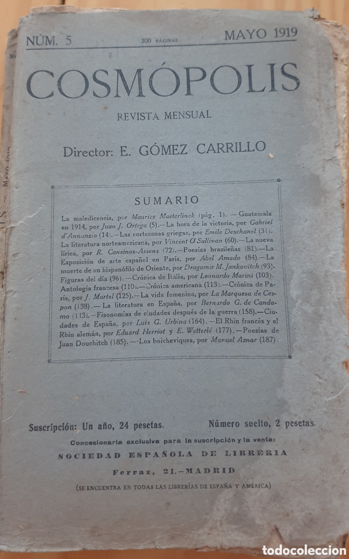 Libros antiguos: Cosm&oacute;polis, N.5.Mayo 1919 - Foto 1