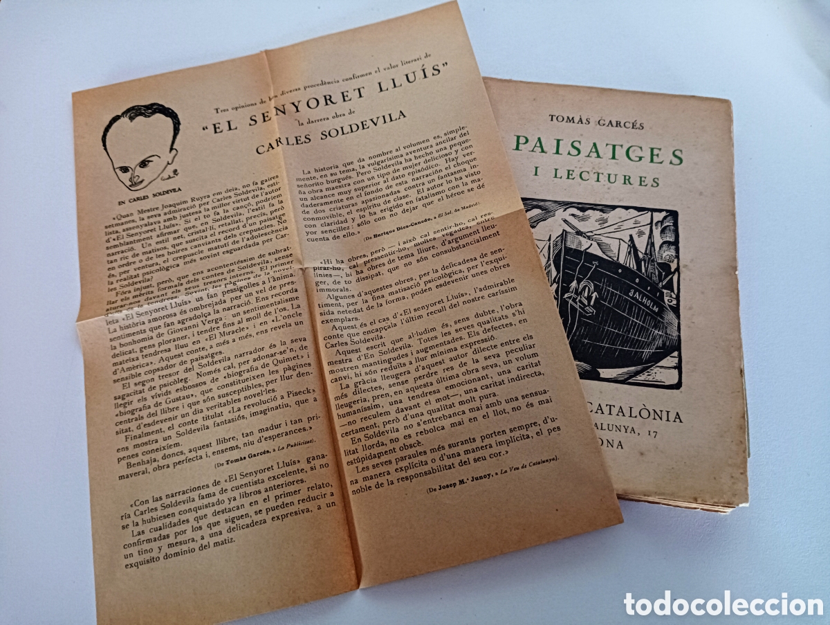 Libros antiguos: Libro en catal&aacute;n PAISATGES I LECTURES con complementos en papel de la &eacute;poca. TOM&Agrave;S GARC&Eacute;S. 1926. - Foto 7