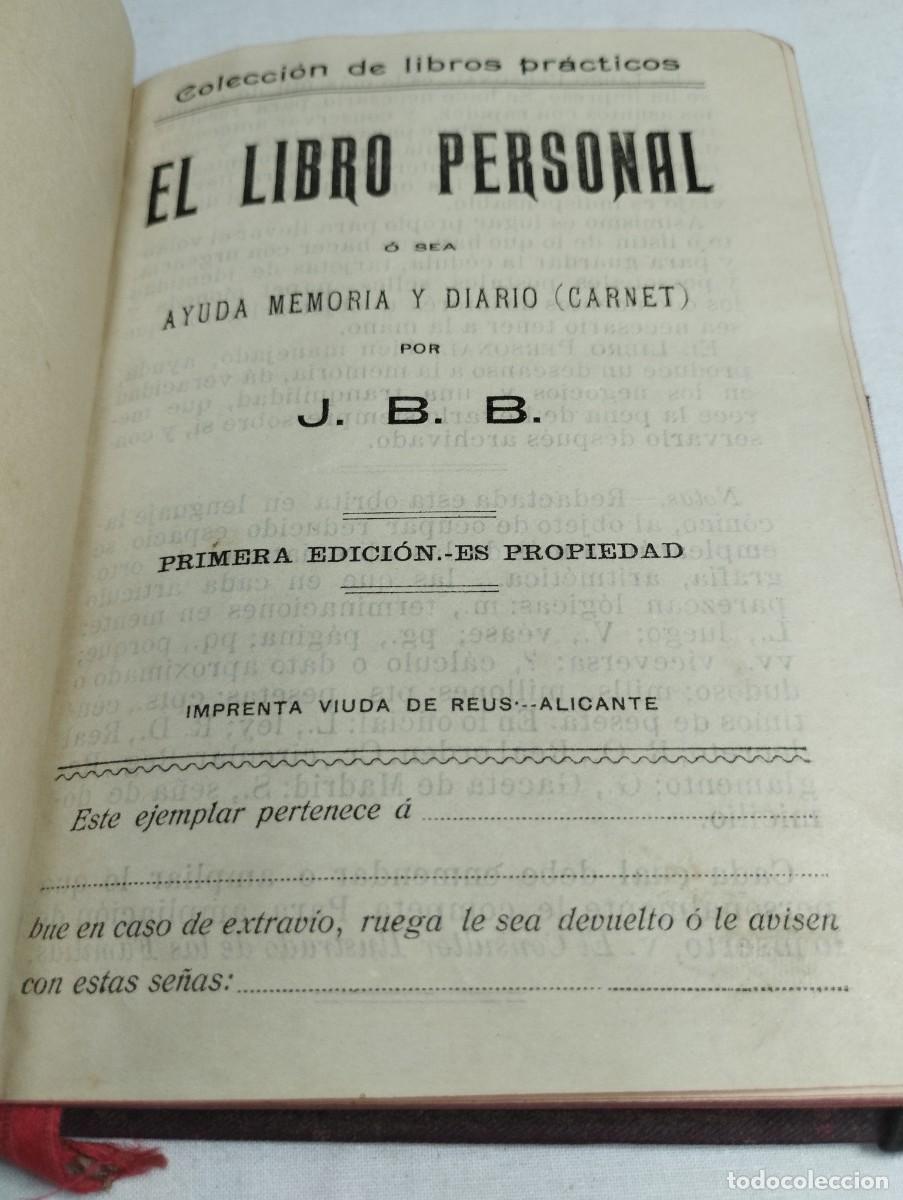 Libros antiguos: El libro personal. J B.B. - Foto 2