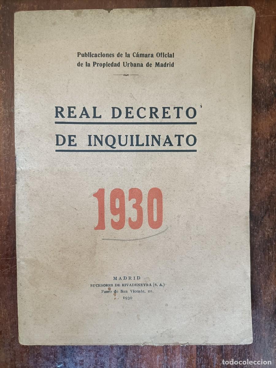 Libros antiguos: REAL DECRETO DE INQUILINATO. 1930 - Foto 1