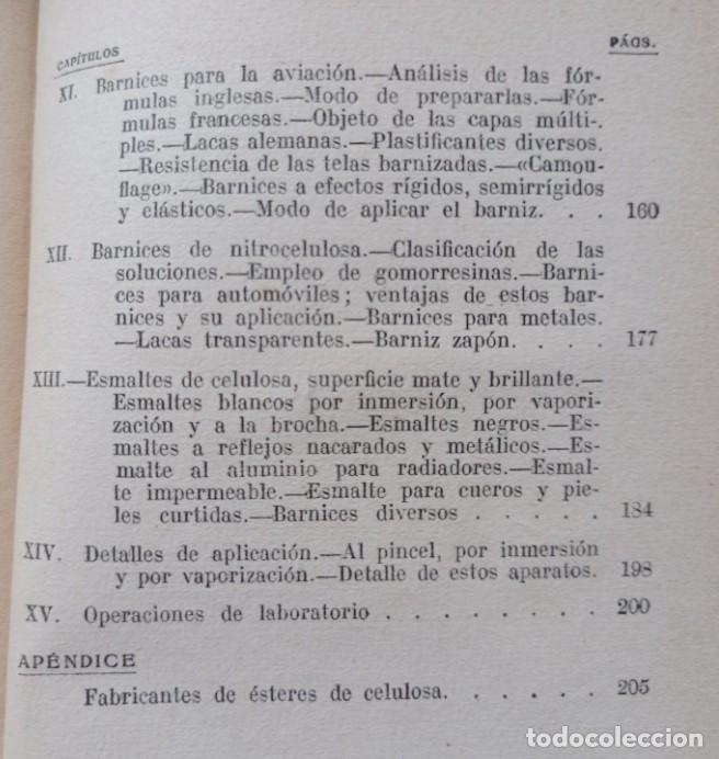 Libros antiguos: TORRONTEGUI, S. de: BARNICES Y ESMALTES A LA CELULOSA. - Foto 4