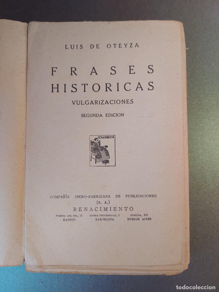 Libros antiguos: Frases hist&oacute;ricas - Luis de Oteyza - 1930 - Foto 1