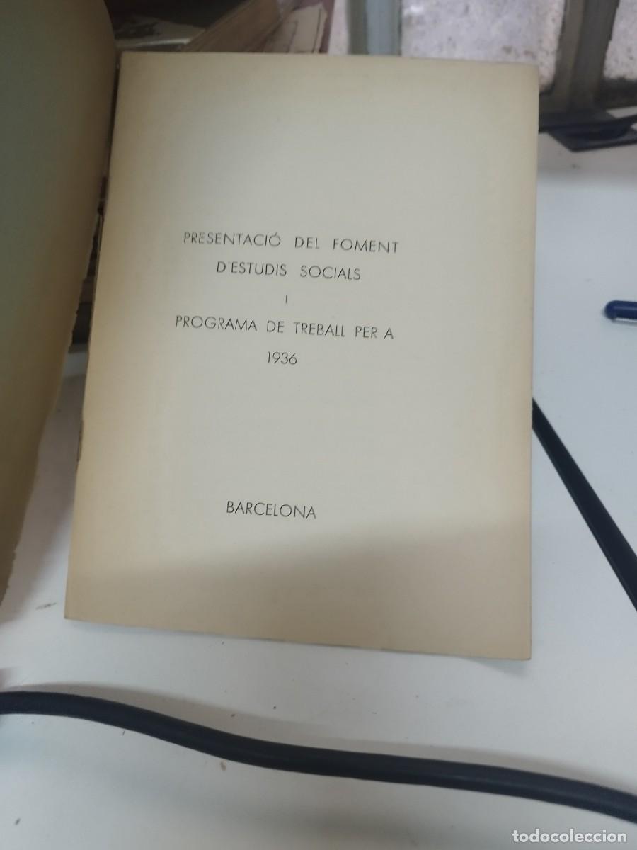 Libros antiguos: FOMENT DESTUDIS SOCIALS BARCELONA. PROGRAMA DE TREBALL PER A 1936. - Foto 2