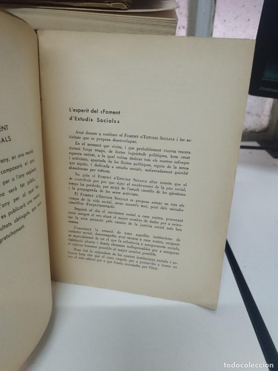 Libros antiguos: FOMENT DESTUDIS SOCIALS BARCELONA. PROGRAMA DE TREBALL PER A 1936. - Foto 3