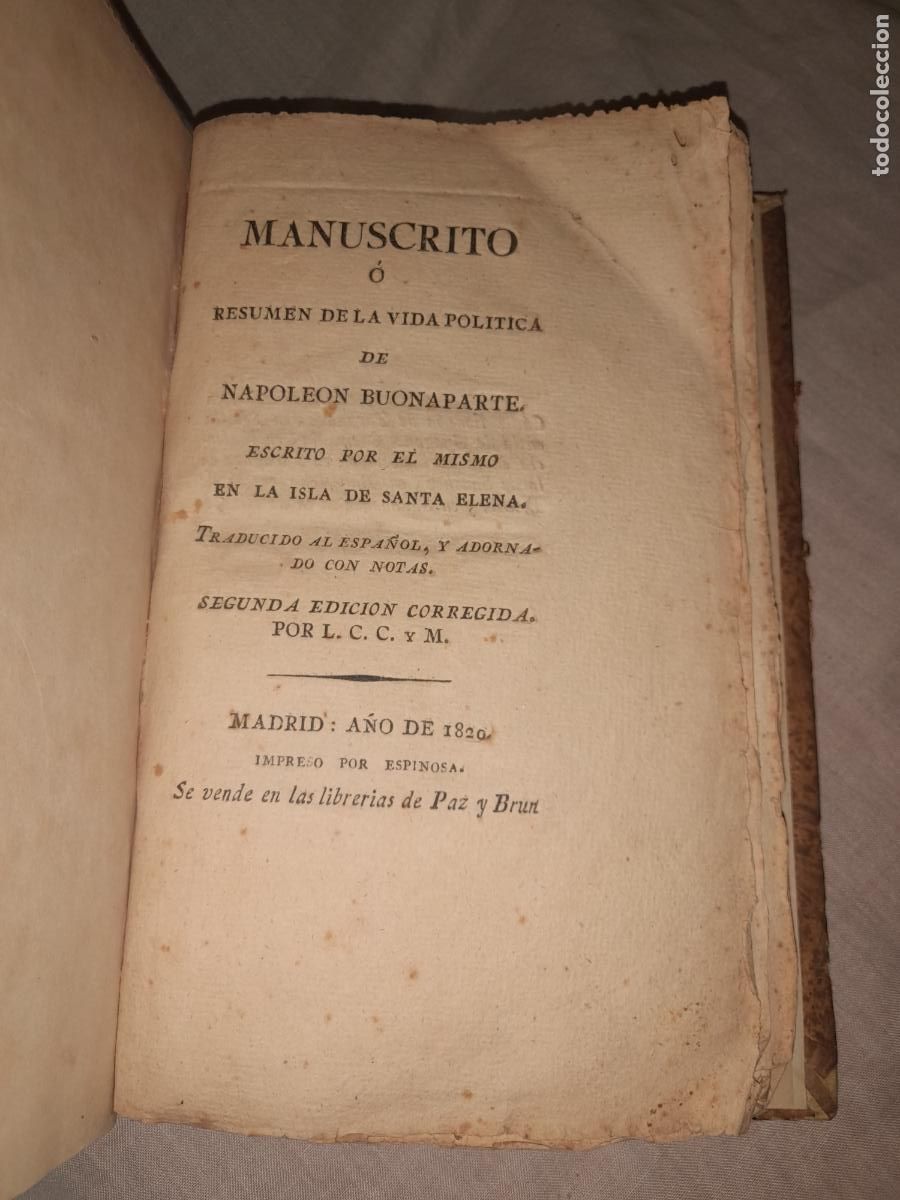 Libros antiguos: MANUSCRITO DE NAPOLEON - A&Ntilde;O 1820. - Foto 2