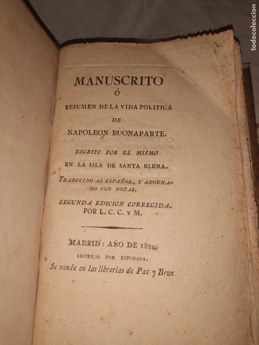 Libros antiguos: MANUSCRITO DE NAPOLEON - A&Ntilde;O 1820. - Foto 3