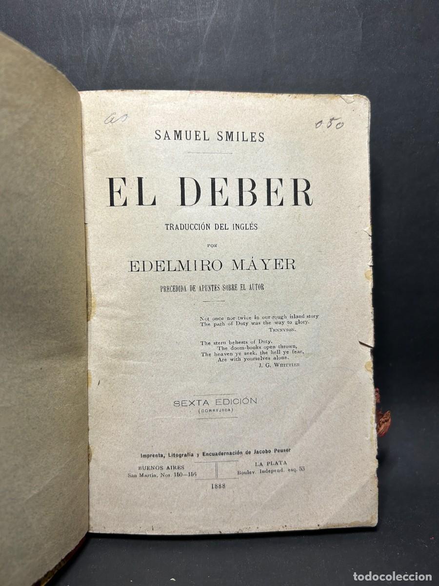 Libros antiguos: SAMUEL SMILES - EL DEBER - 1888 - Foto 1