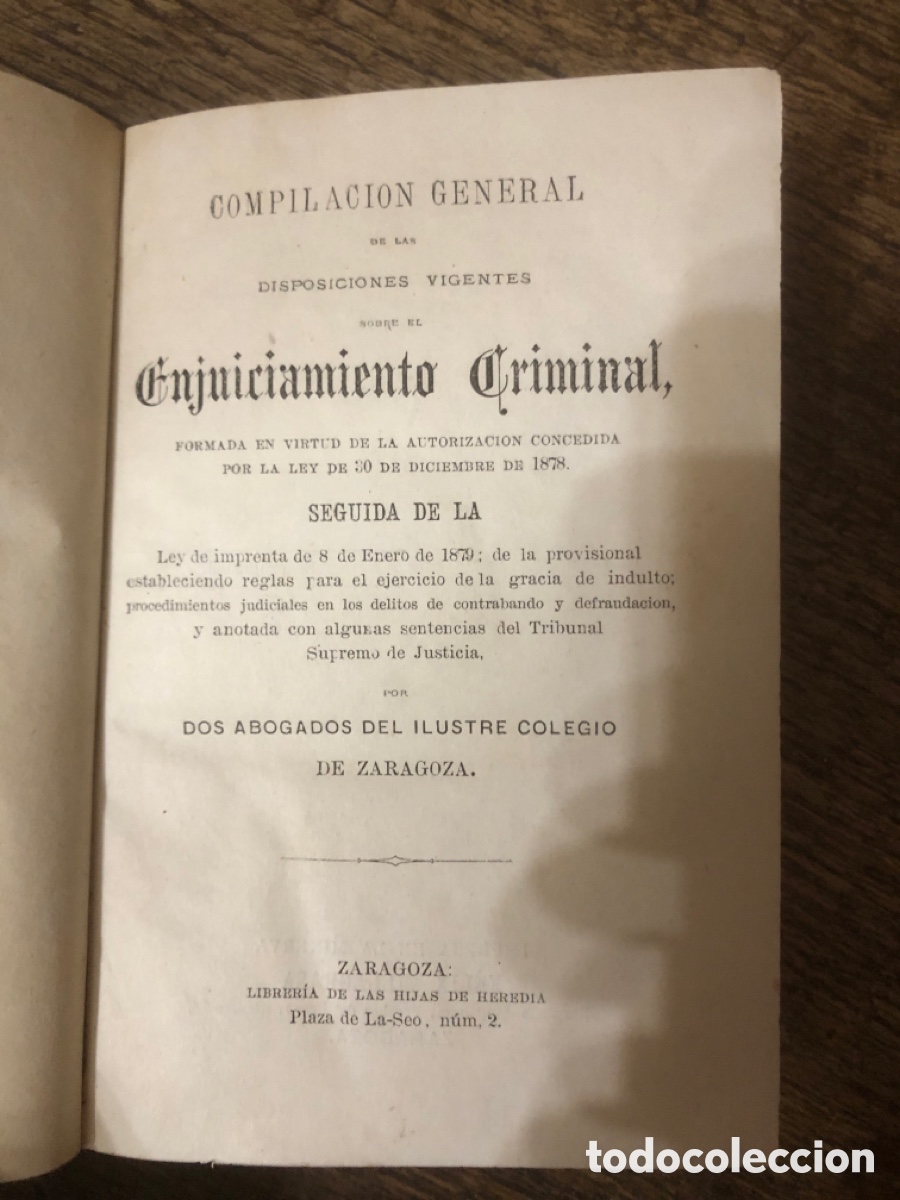 Libros antiguos: Libro enjuiciamiento criminal (1878) - Foto 3