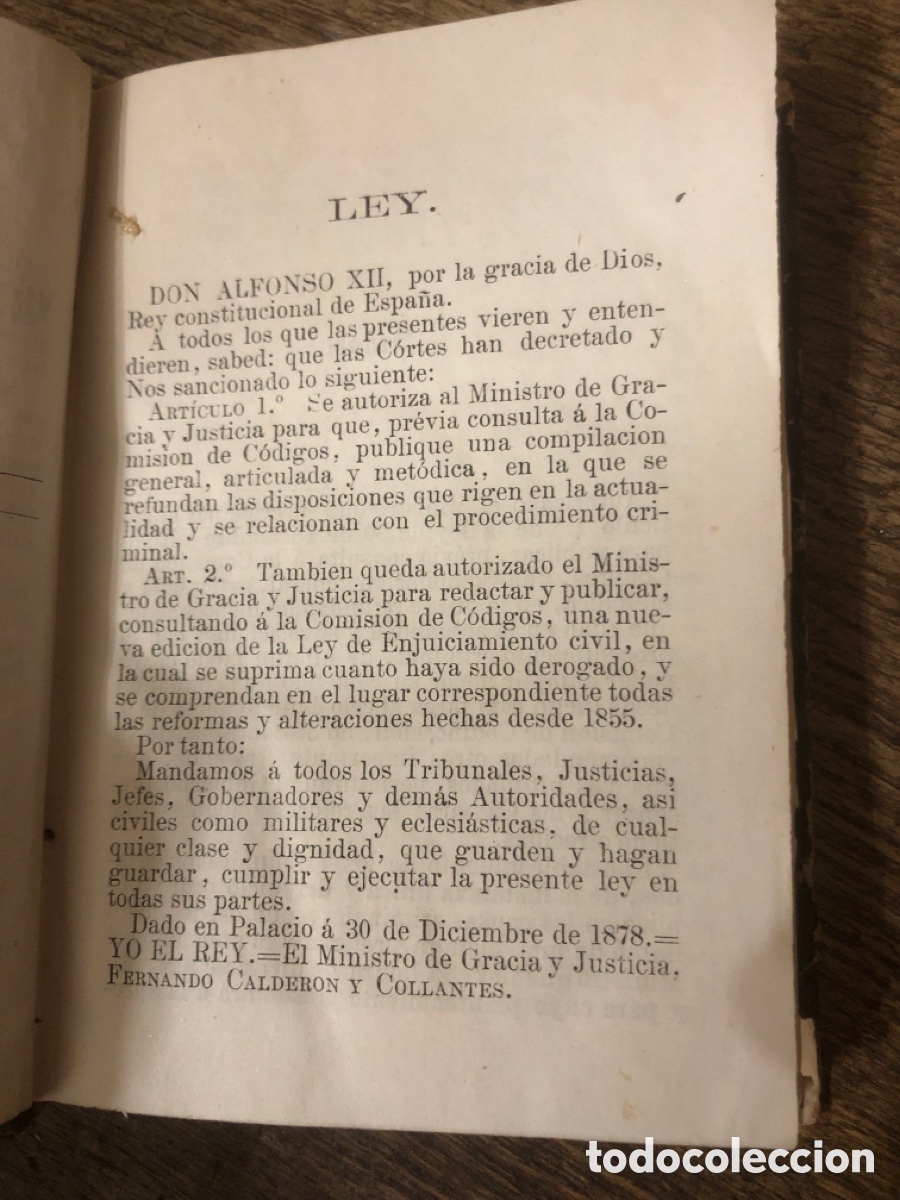 Libros antiguos: Libro enjuiciamiento criminal (1878) - Foto 4