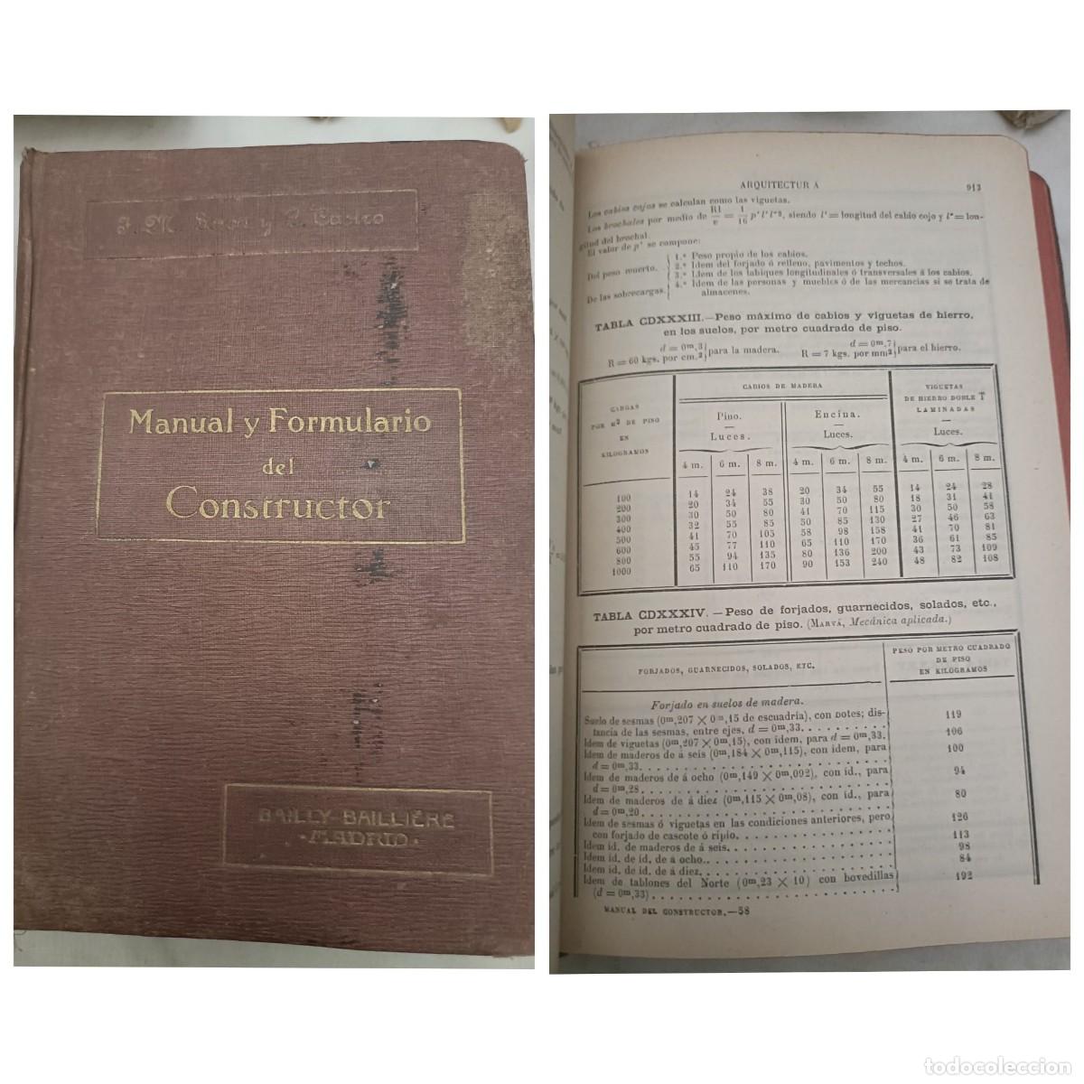 Libros antiguos: Manual y formulario del constructor. Tomo segundo. - Foto 1