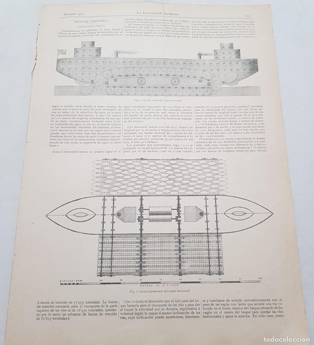 Libros antiguos: SECCI&Oacute;N CIENT&Iacute;FICA : FERROCARRIL MARINO. 1891. X (texto) - Foto 1