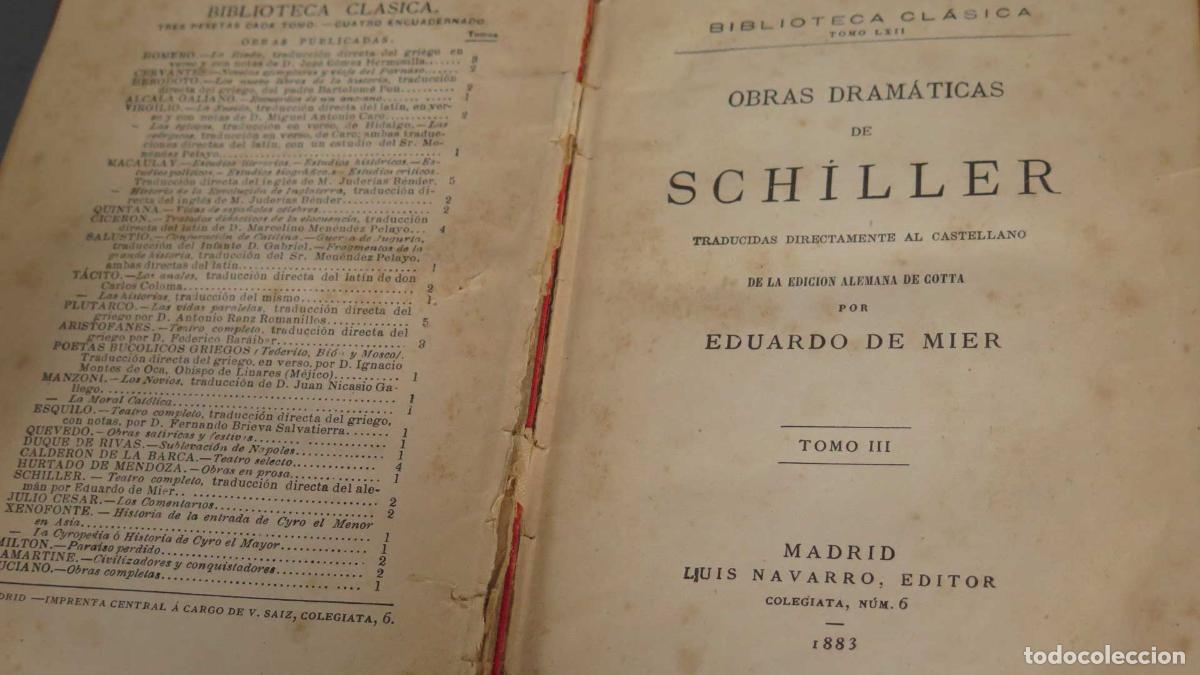 Libros antiguos: OBRAS DRAM&Aacute;TICAS DE SCHILLER. 1883. TOMO III - Foto 2