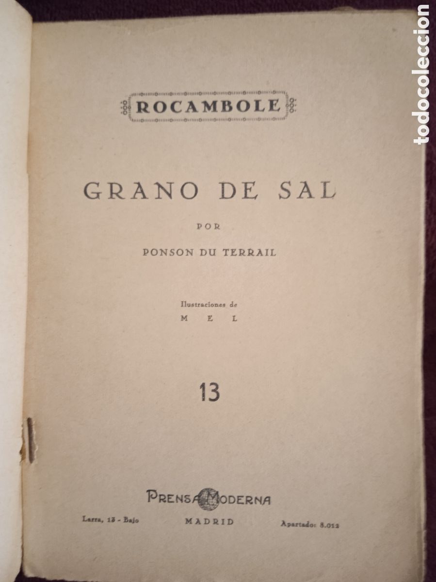 Libros antiguos: GRANO DE SAL. / PONSON DU TERRAIL. - ROCAMBOLE / 13. - Foto 2