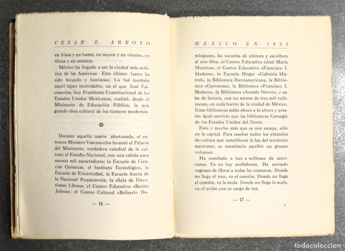 Libros antiguos: C&eacute;sar E. Arroyo. M&eacute;xico en 1935. El Presidente Vasconcelos. - Foto 4