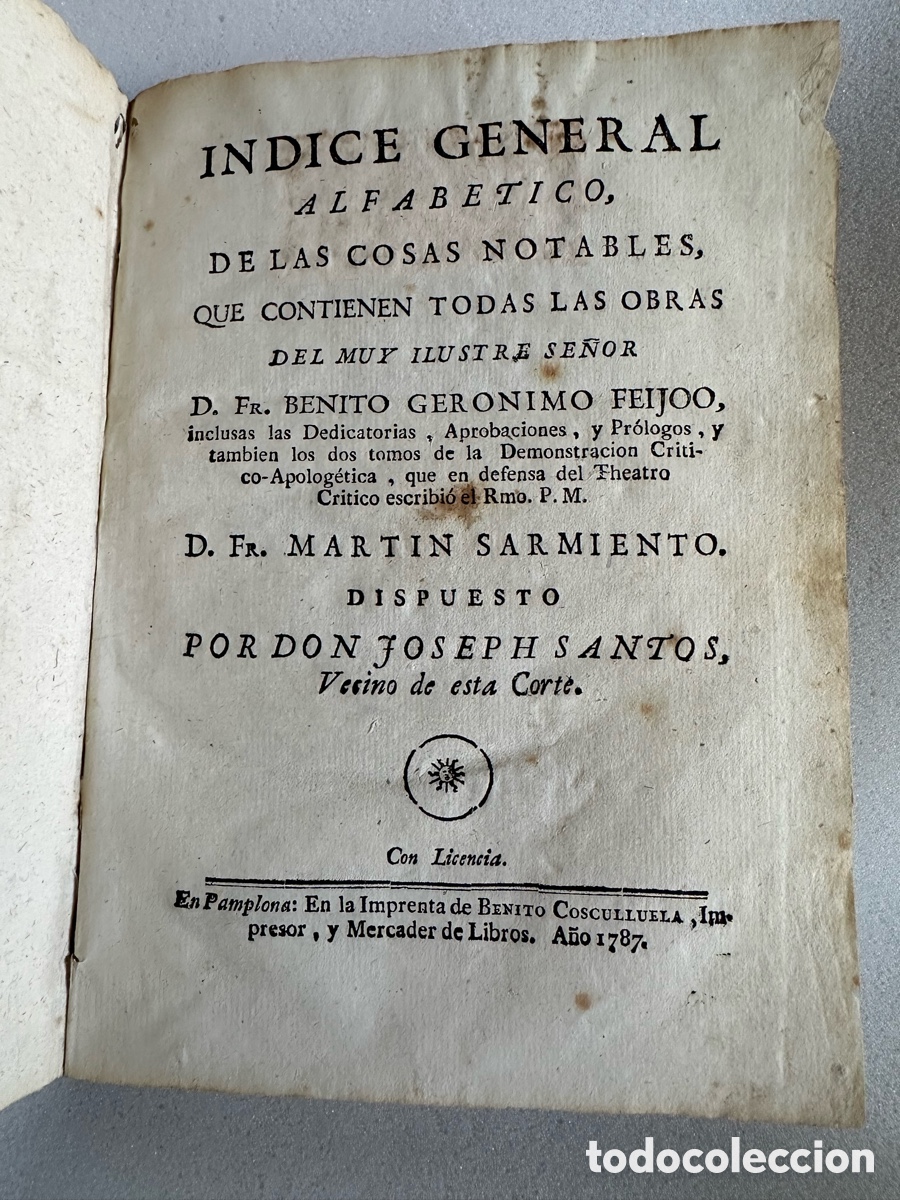 Libros antiguos: PADRE BENITO GER&Oacute;NIMO FEIJOO libro pergamino1787 - Foto 1