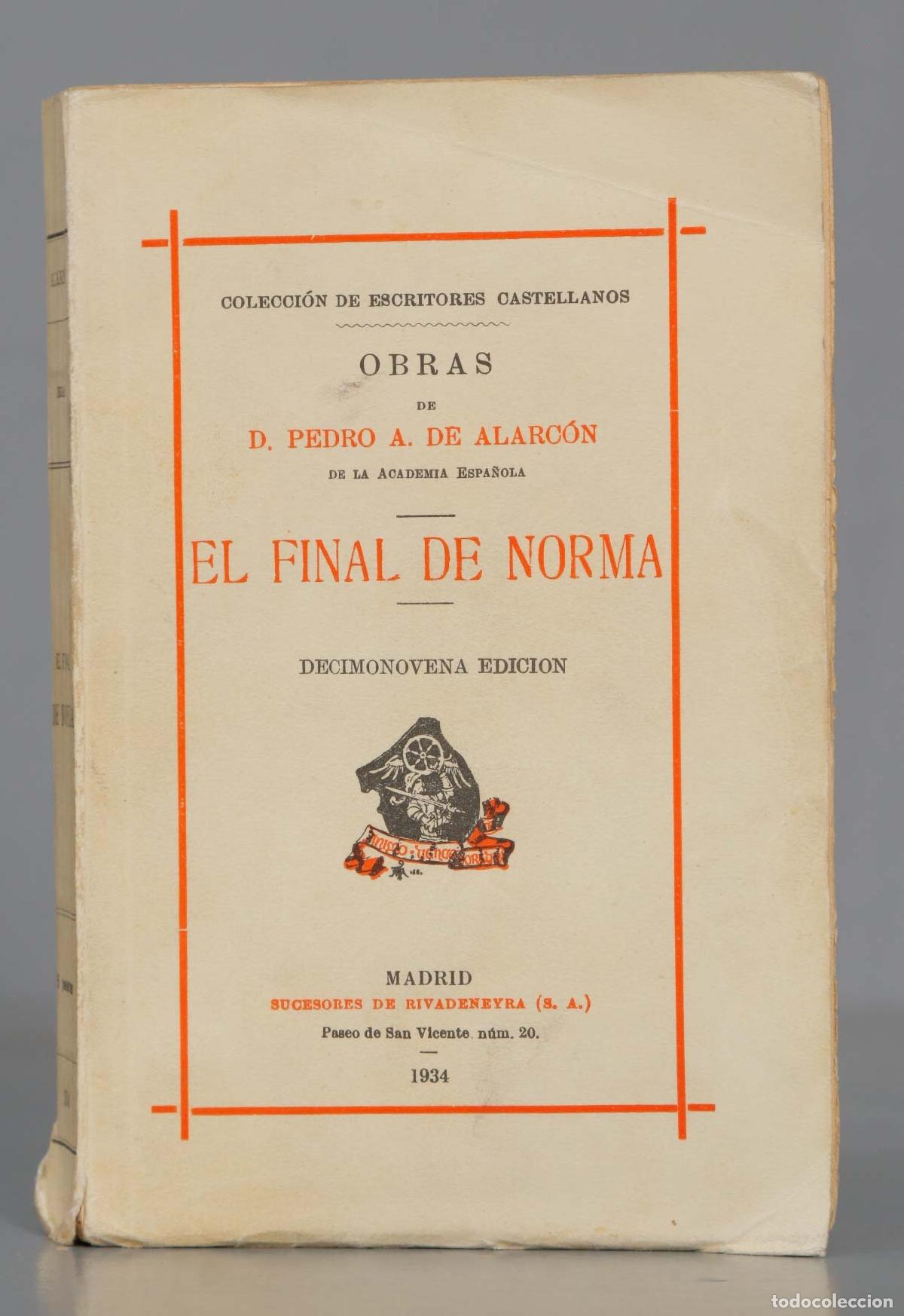 Libros antiguos: EL FINAL DE NORMA Alarc&oacute;n 1934 - Foto 1