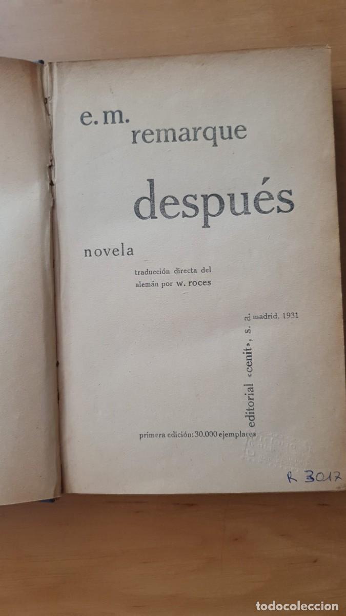 Libros antiguos: Despu&eacute;s de E. M. Remarque - Foto 1
