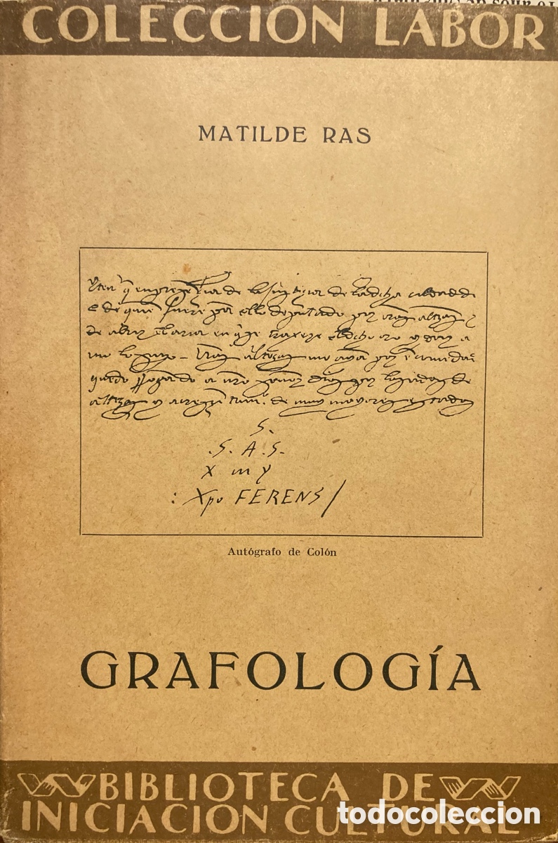 Libros antiguos: Grafolog&iacute;a. Matilde Ras. Colecci&oacute;n Labor. 1929. Como nuevo - Foto 1