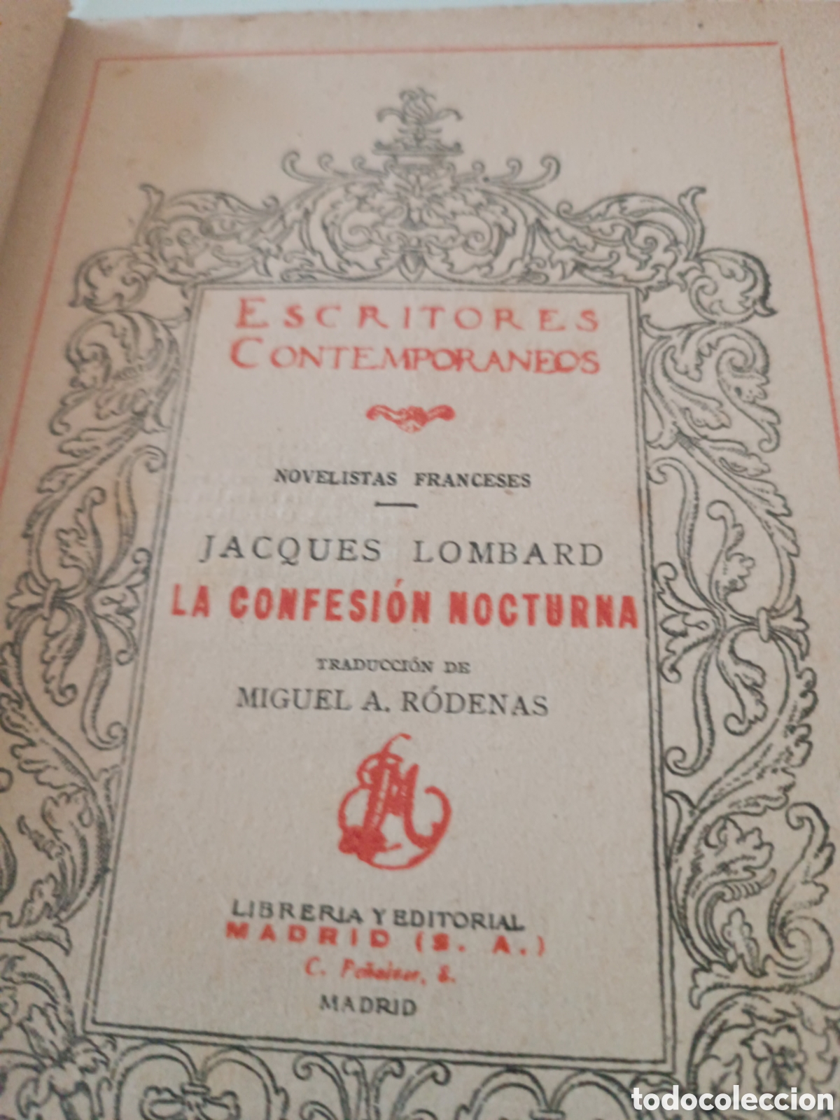 Libros antiguos: La confesi&oacute;n Nocturna. Jacques Lombard. - Foto 3