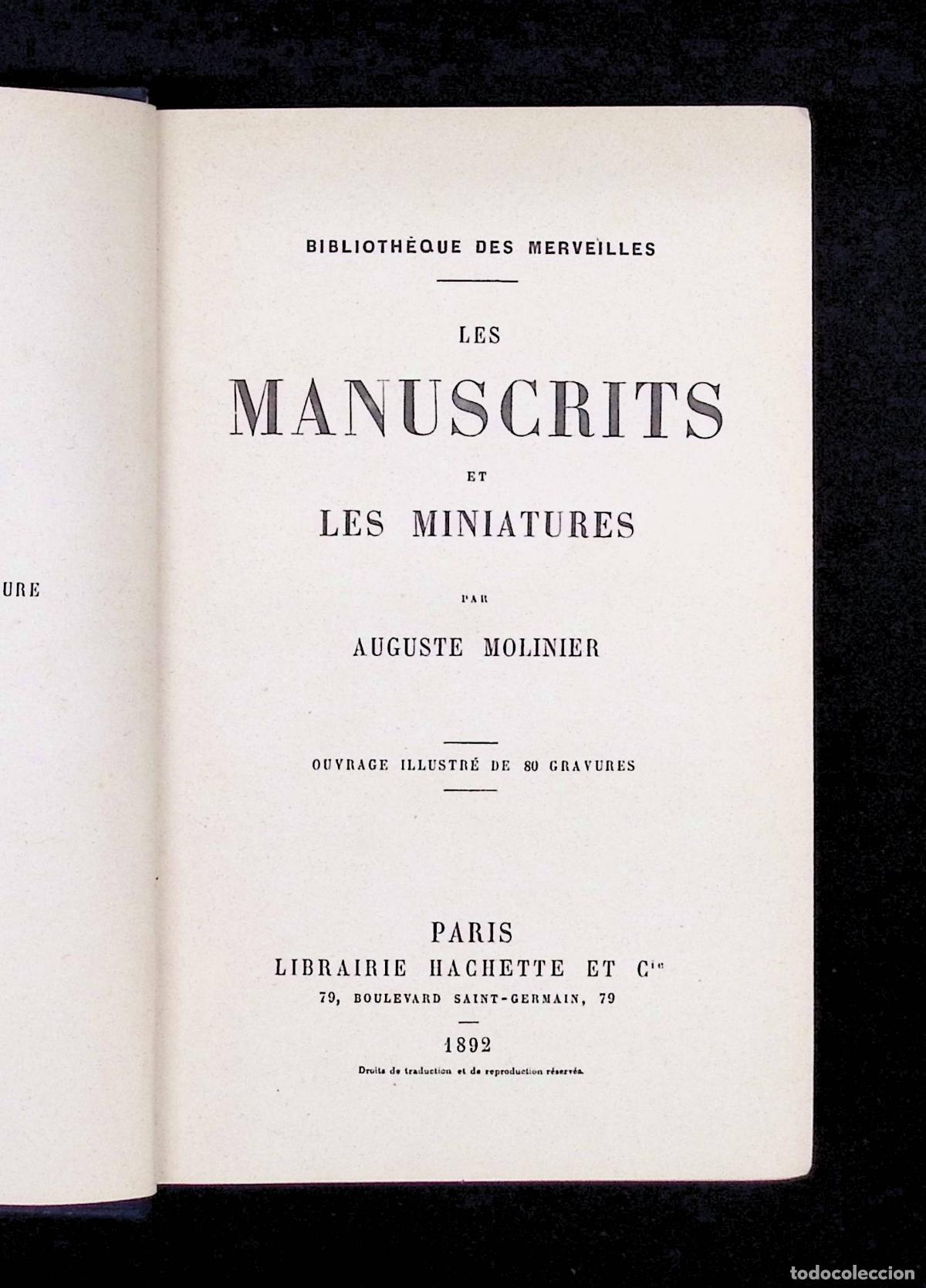 Libros antiguos: LES MANUSCRITS ET LES MINIATURES. - MOLINIER, Auguste. - Foto 2