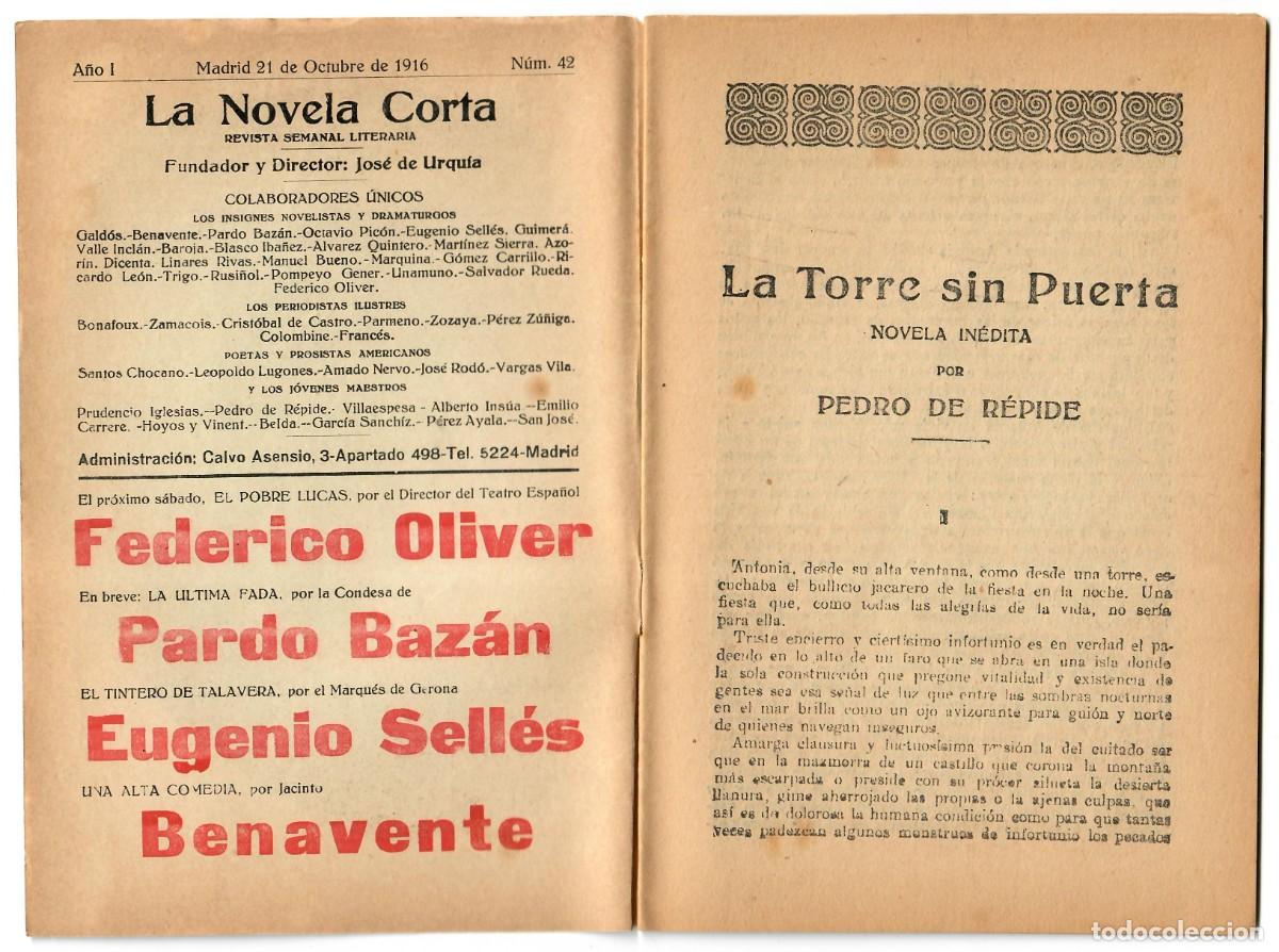 Libros antiguos: A&ntilde;o 1916 - La novela corta - Repide &ndash; La torre sin puerta N&uacute;m. 42 - Foto 2