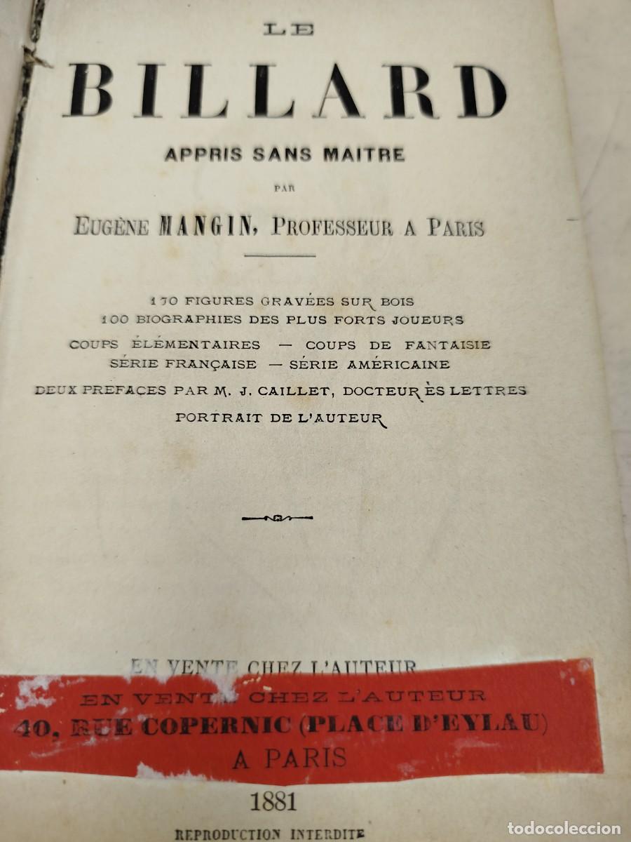 Libros antiguos: LE BILLARD MANGIN 1881 - Foto 4