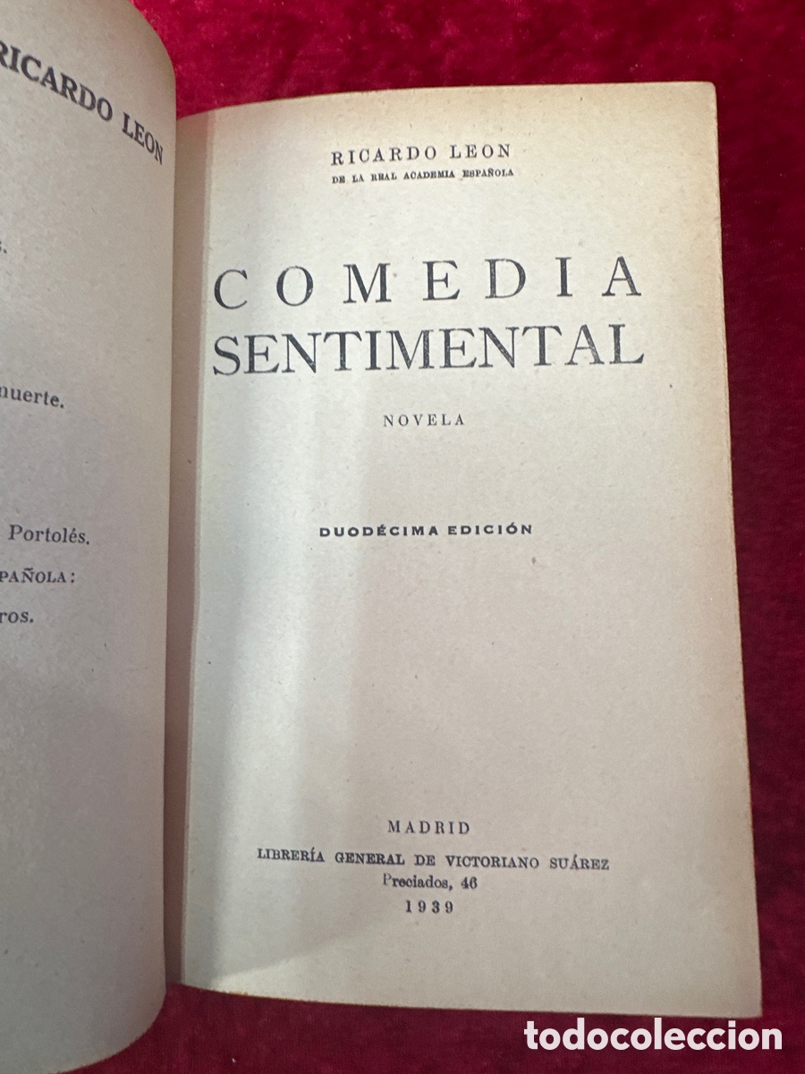 Libros antiguos: L-826. COMEDIA SENTIMENTAL. RICARDO LEON. A&Ntilde;O 1939. - Foto 2