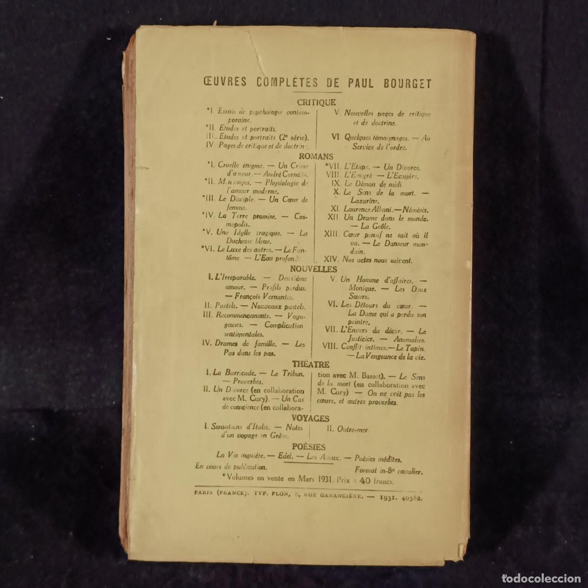 Libros antiguos: LA RECHUTE - PAUL BOURGET - LIBRAIRIE PLON - 1931 / 486 - Foto 2