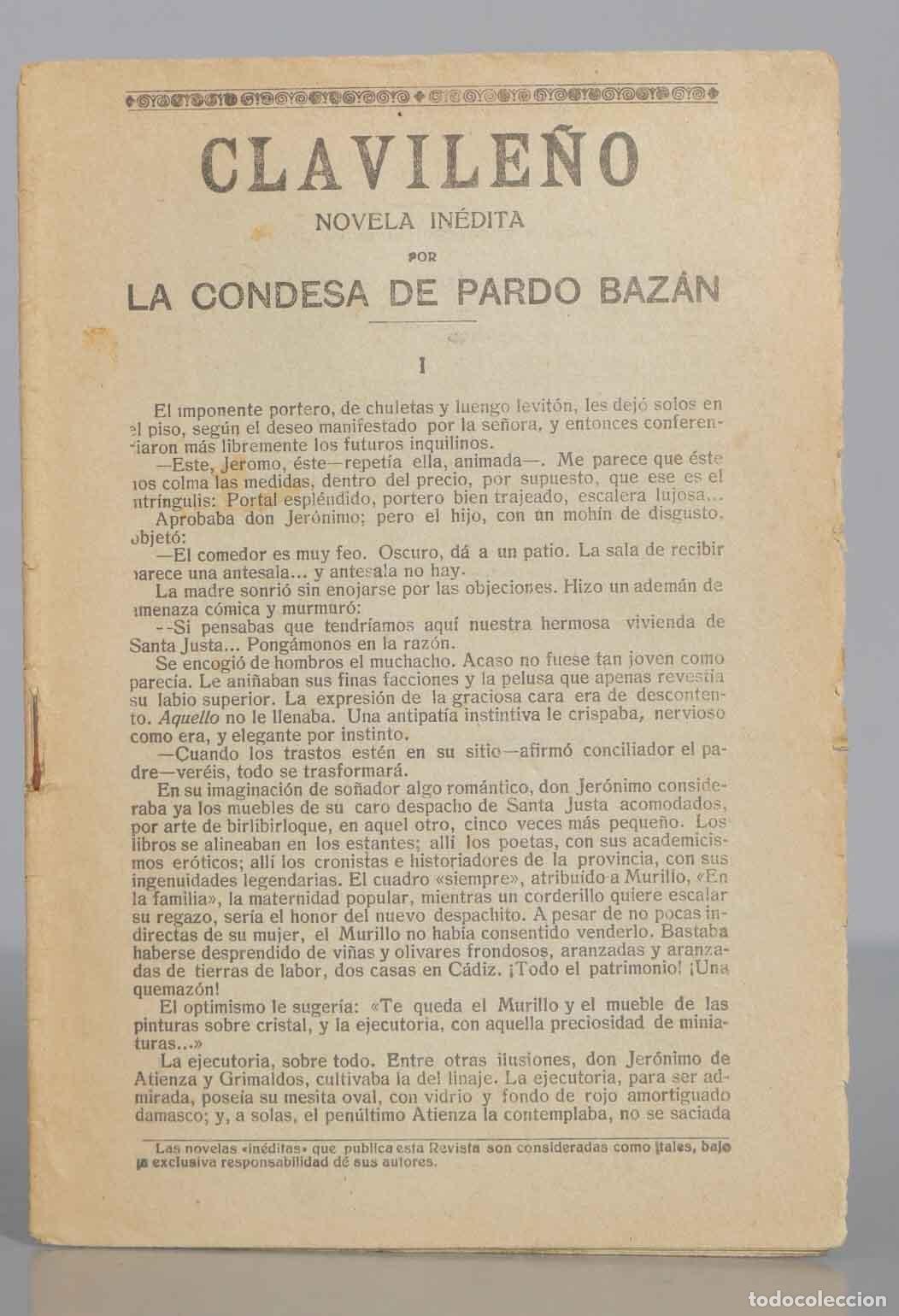Libros antiguos: CLAVILE&Ntilde;O CONDESA DE PARDO BAZ&Aacute;N - Foto 1