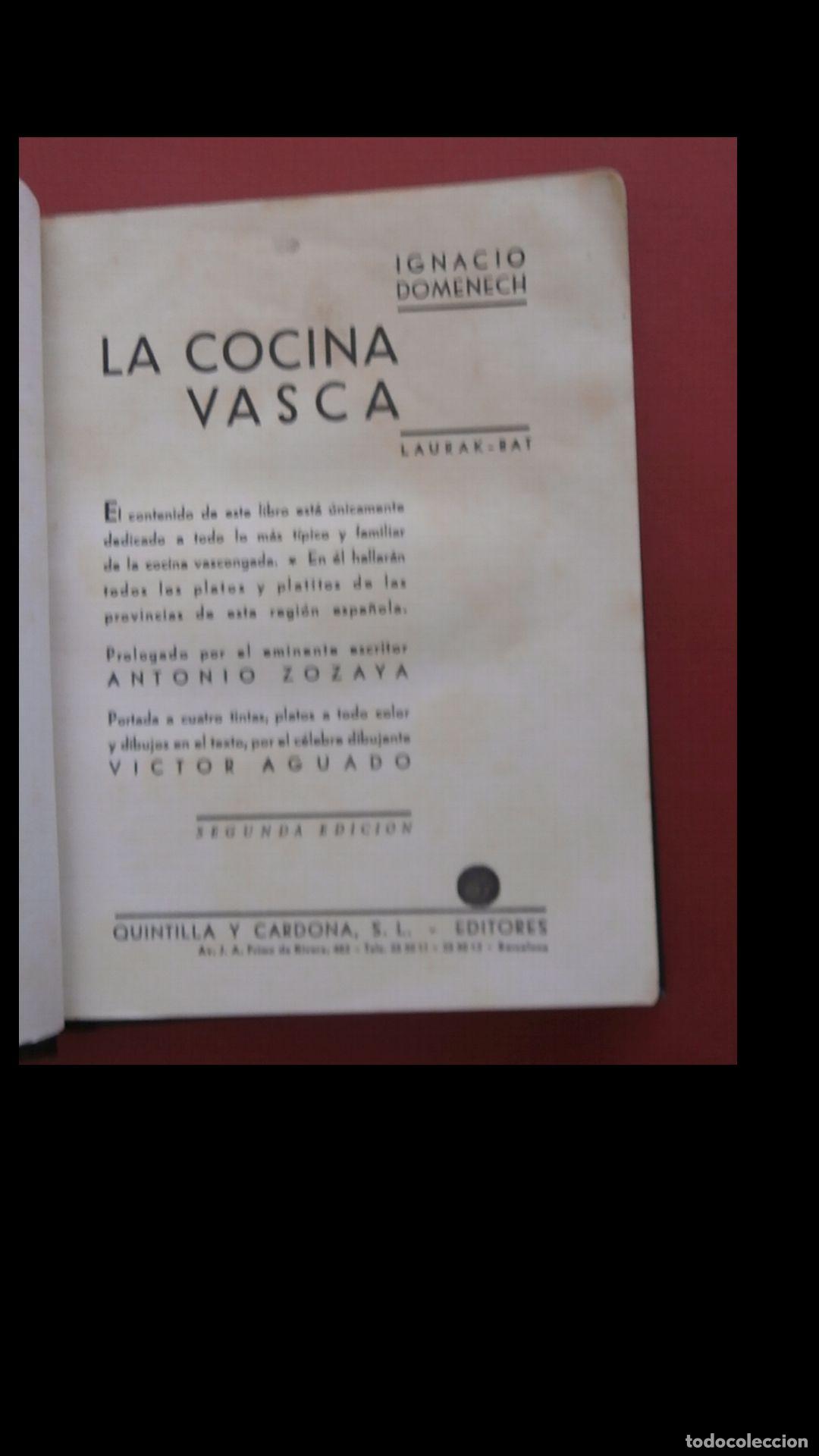 Libros antiguos: La Cocina Vasca. Laurak-Bat. Ignacio Domenech - Foto 1