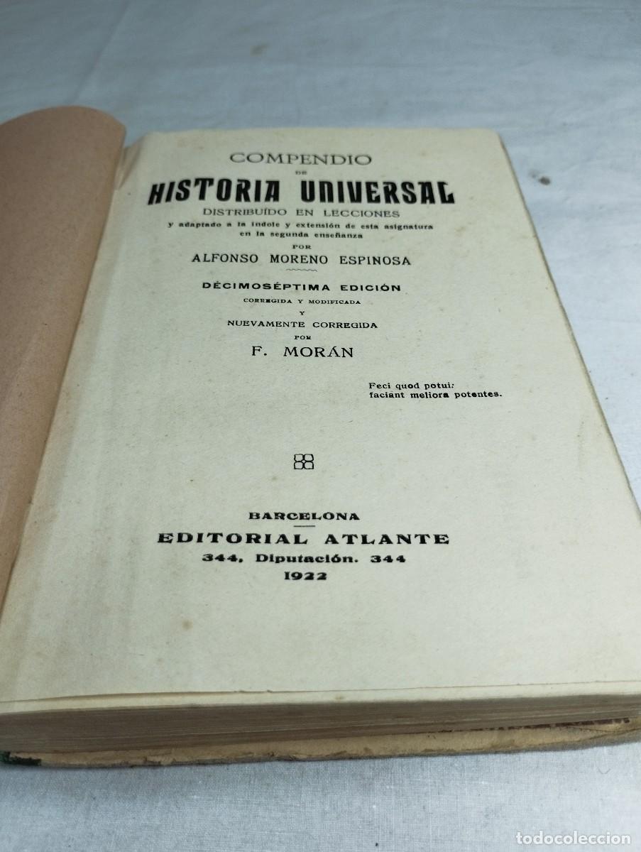 Libros antiguos: Compendio de historia universal. Moreno Espinosa, 1922 - Foto 2